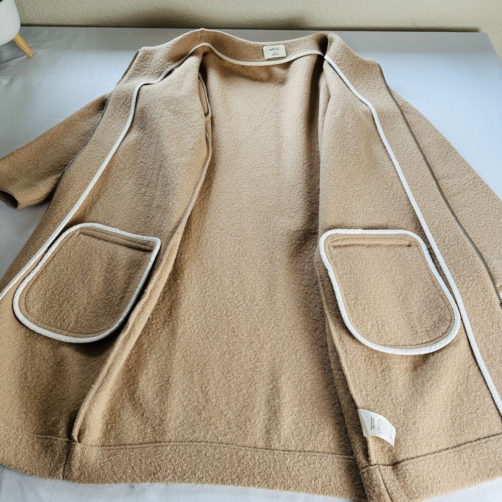 Aritzia Wilfred Banville Sweater Coat Jacket XS Light Beige/Cream Merino Wool - Picture 4 of 12